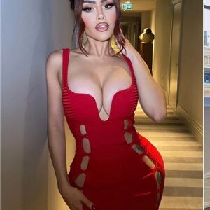 Fashion Nova Red Cutout Mini Bodycon Dress